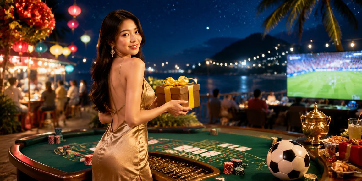 Khu chợ đêm tại Phú Quốc với cảnh người dân thưởng thức trò chơi baccarat